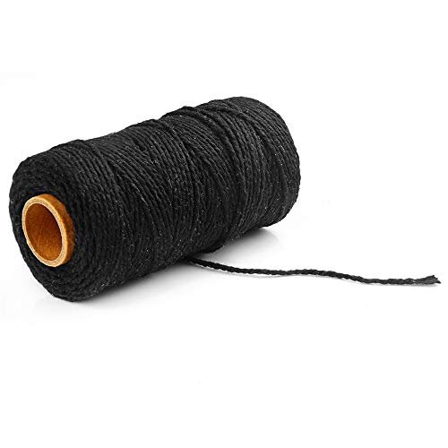 100M/328 Feet Cotton String Twines,Cotton Cord,Heavy Duty Packing String for DIY Crafts and Gift Wrapping (Bla